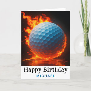 *~*  AP94  Modern Fire Golf Ball Birthday Card 