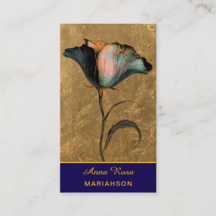 *~* AP98 Elegant Flower Gold 23 Vintage QR Business Card