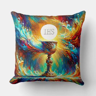 AP Communion Host and Chalice Expressionist Effect Cushion