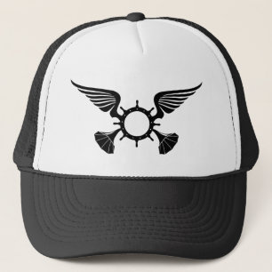 AP Trucker Hat - Black on White - black mesh/brim