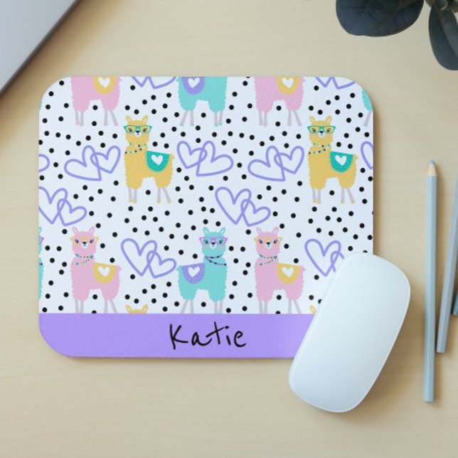 Apaca Llama Personalised Colourful Pink Purple Mouse Pad (Creator Uploaded)