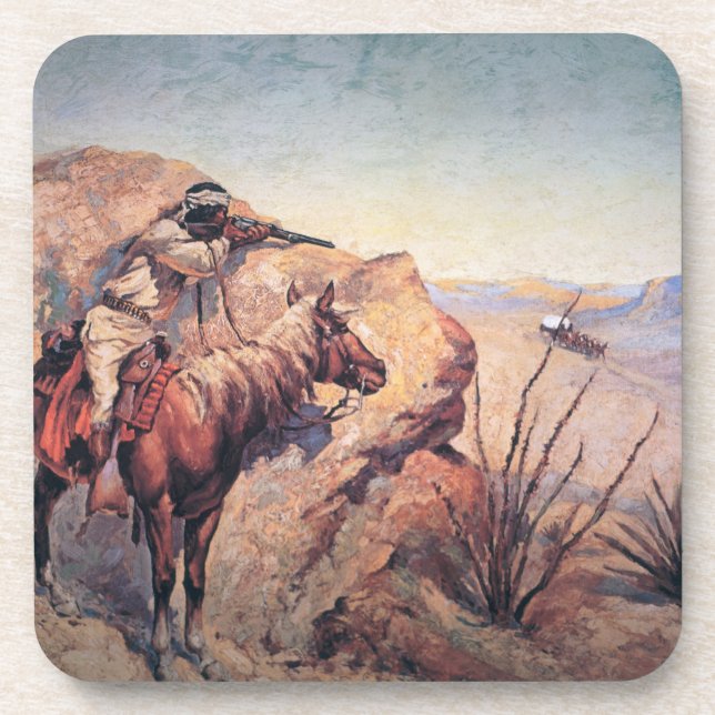 Apache Ambush (oil on canvas) Coaster (Front)