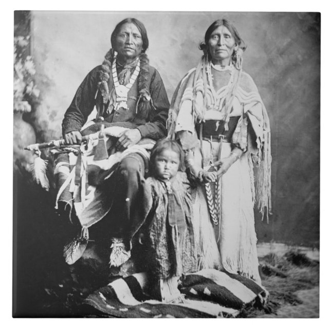 Apache Chief Antonio Maria with his family, 1897 ( Ceramic Tile (Front)