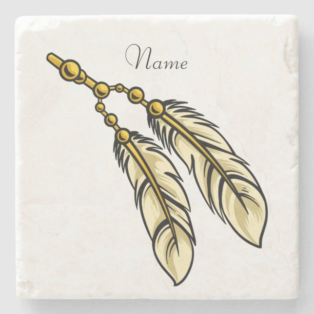 Apache Feathers Thunder_Cove  Stone Coaster (Front)