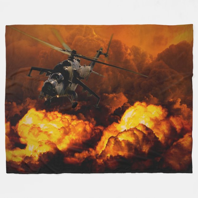 APACHE HELICOPTER FLEECE BLANKET (Front (Horizontal))