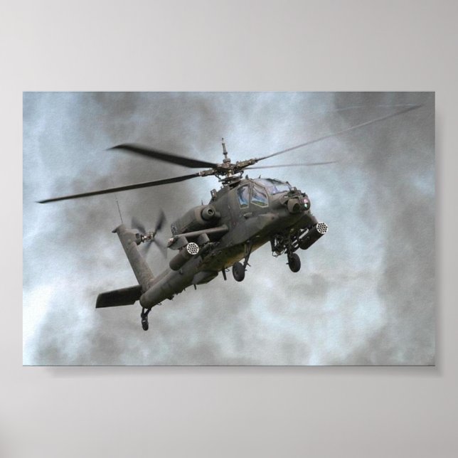 Apache Helicopter in the smoke Poster (Front)