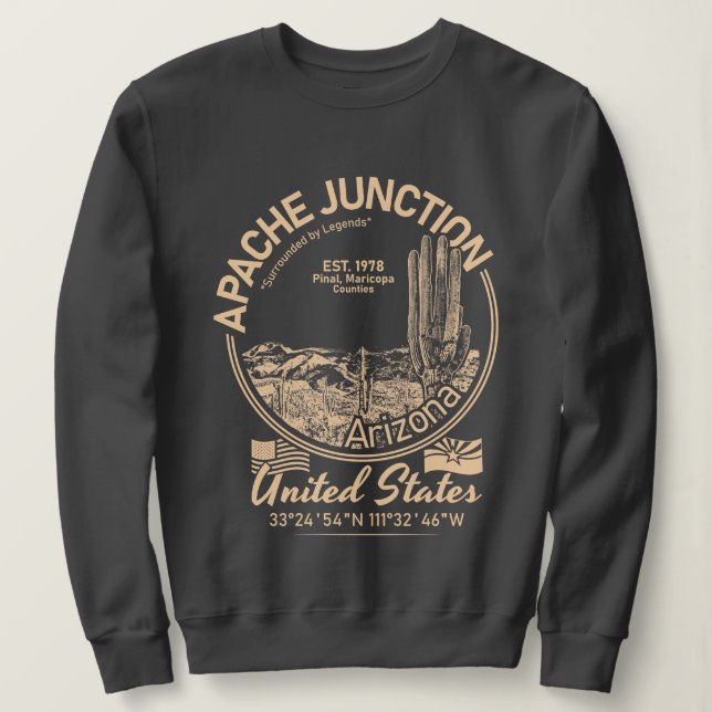 APACHE JUNCTION ARIZONA - DESERT - CACTUS SWEATSHIRT (Design Front)