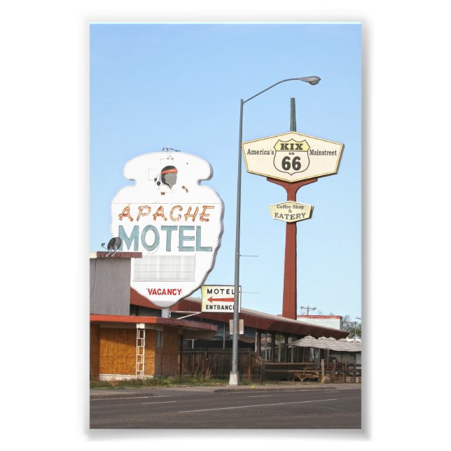 Apache Motel Sign, Tucumcari, New Mexico Photo Print (Front)