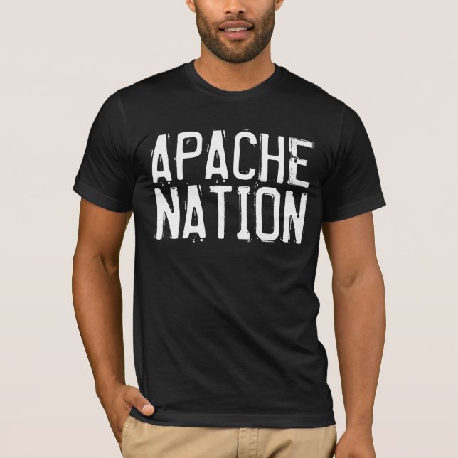 APACHE NATION, Native American Black T-shirts (Front)