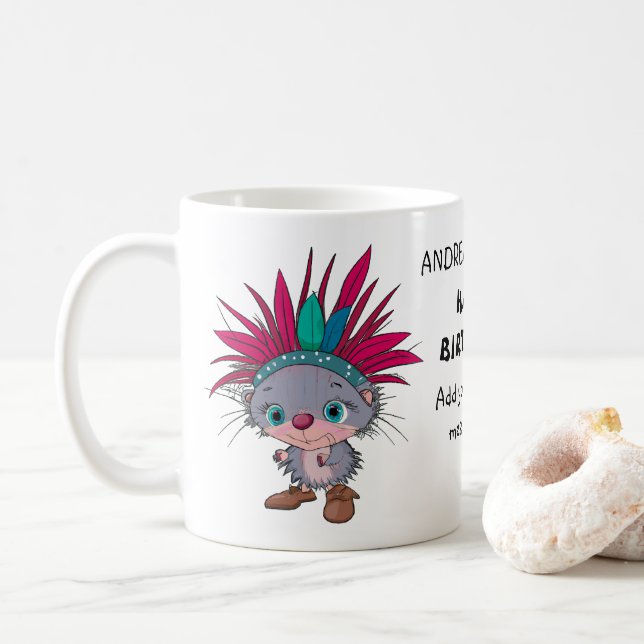 Apache porcupine custom coffee mug (With Donut)