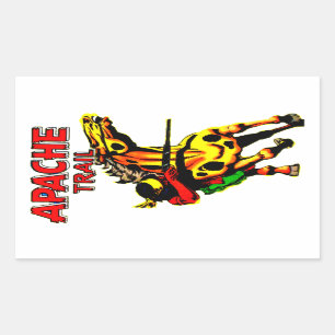 Apache Trail #1, Native American With Banner Rectangular Sticker