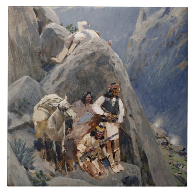 Apache Warriors: Ambush on American Cavalry Ceramic Tile (Front)