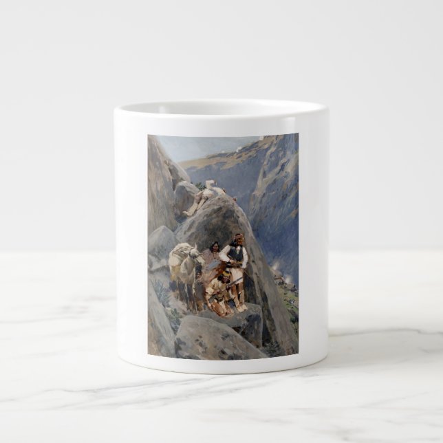 Apache Warriors: Ambush on American Cavalry Large Coffee Mug (Front)