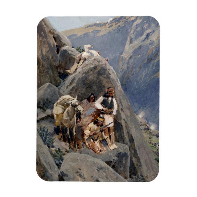 Apache Warriors: Ambush on American Cavalry Magnet (Vertical)