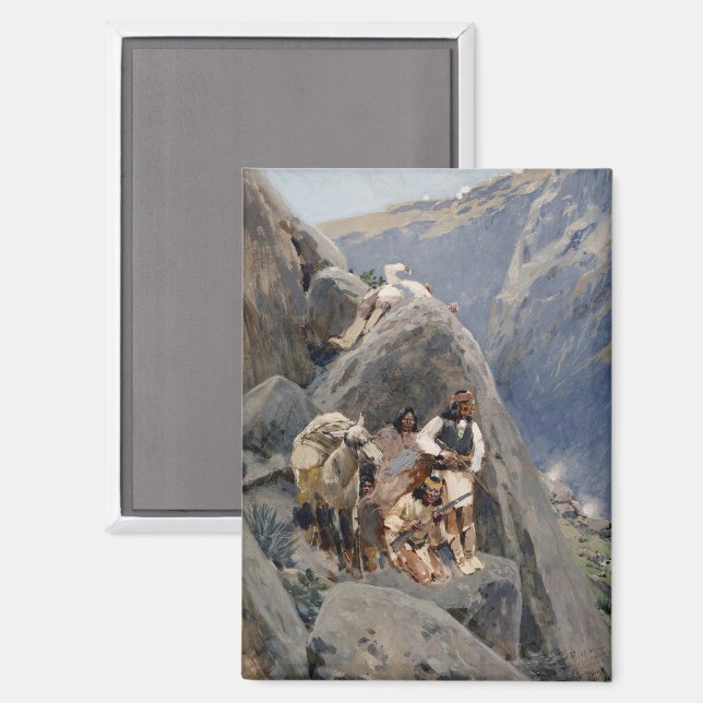 Apache Warriors: Ambush on American Cavalry Magnet (Front/Back)