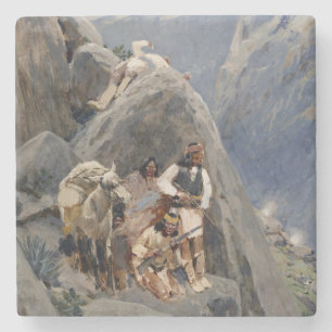 Apache Warriors: Ambush on American Cavalry Stone Coaster