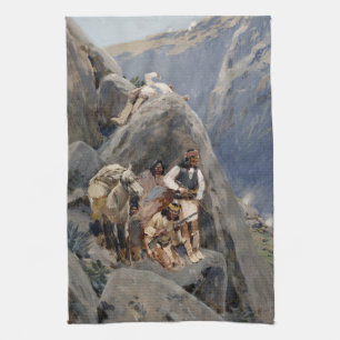 Apache Warriors: Ambush on American Cavalry Tea Towel