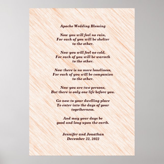 Apache Wedding Blessing 20x28 Matte Poster (Front)
