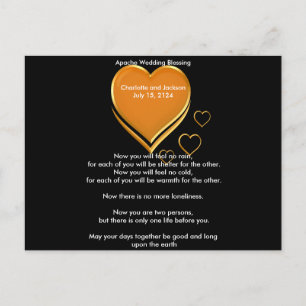 Apache Wedding Blessing Gold Hearts Postcard