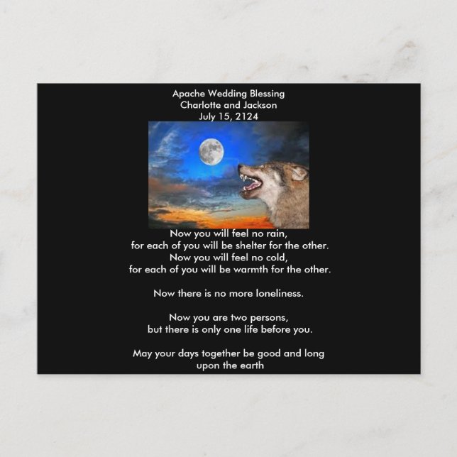 Apache Wedding Blessing Grey Wolf Postcard (Front)