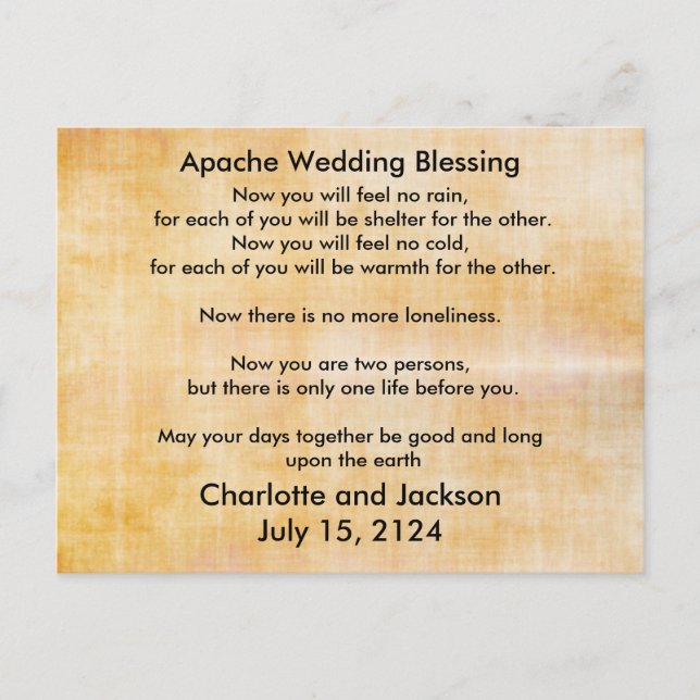 Apache Wedding Blessing Old Paper 3 Postcard (Front)