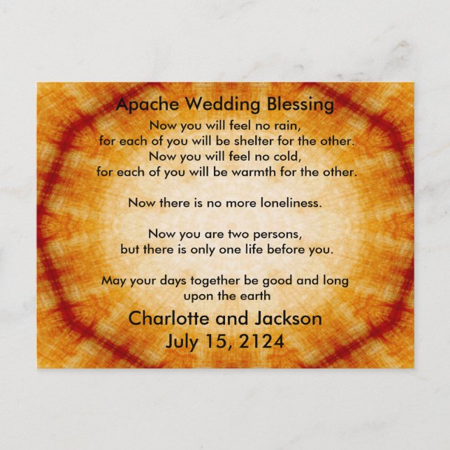Apache Wedding Blessing Old Paper Postcard (Front)