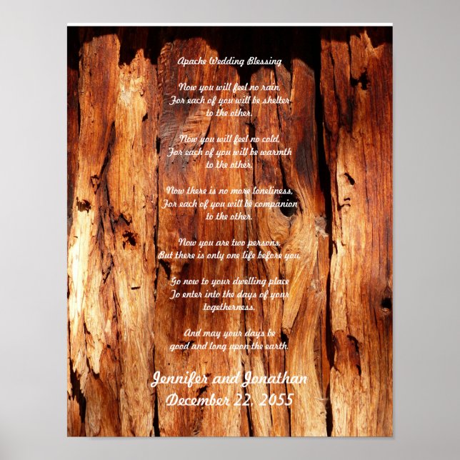 Apache Wedding Blessing Old Wood Customised Print (Front)