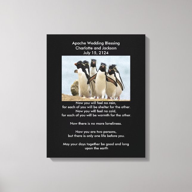 Apache Wedding Blessing Penguins Canvas Print (Front)