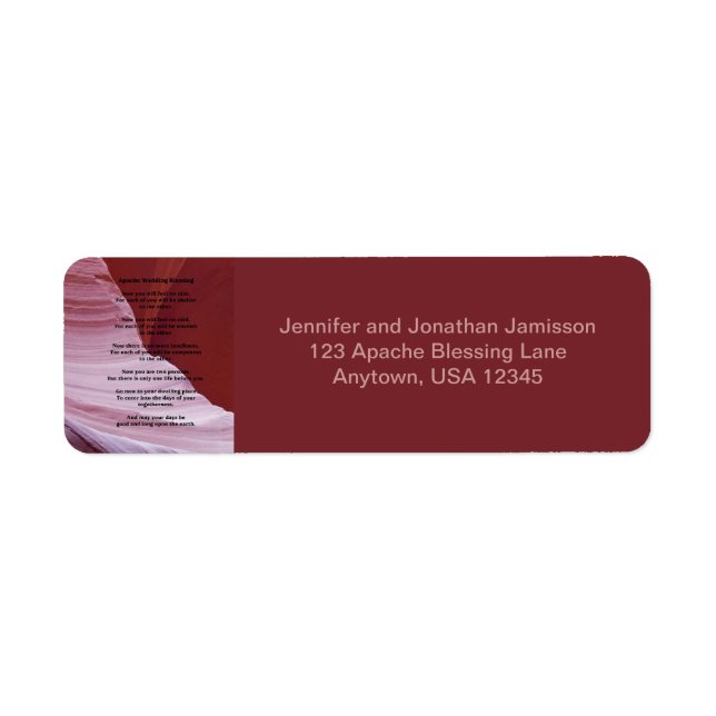 Apache Wedding Blessing Return Address Labels (Front)