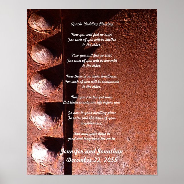 Apache Wedding Blessing Rusty Metal Look Print (Front)