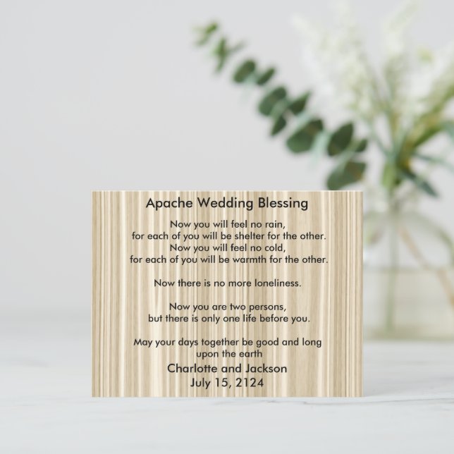 Apache Wedding Blessing White Wood Grain Postcard (Standing Front)