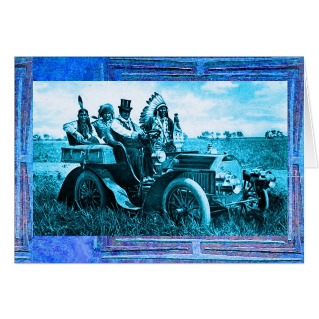 APACHES AND GERONIMO DRIVING A MOTOR CAR (Front Horizontal)