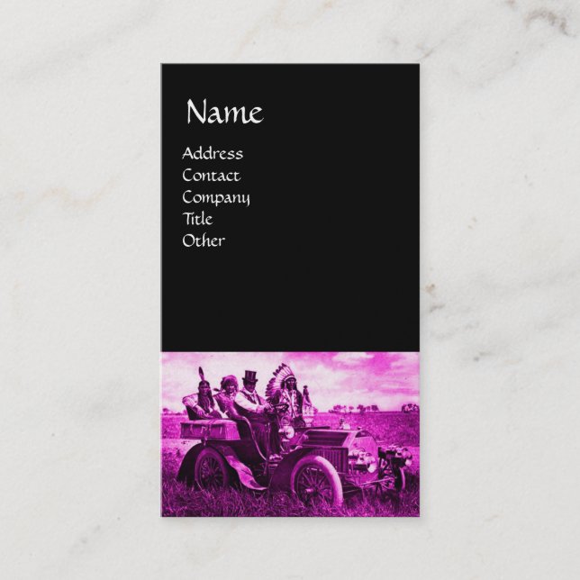 APACHES AND GERONIMO DRIVING A MOTOR CAR BUSINESS CARD (Front)