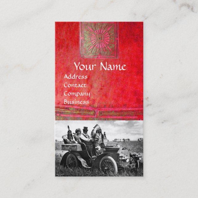 APACHES AND GERONIMO DRIVING A MOTOR CAR BUSINESS CARD (Front)