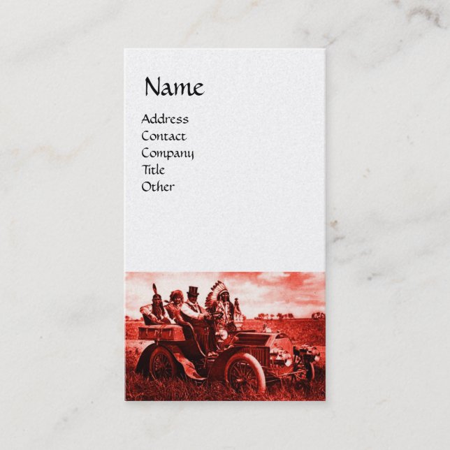 APACHES AND GERONIMO DRIVING A MOTOR CAR BUSINESS CARD (Front)
