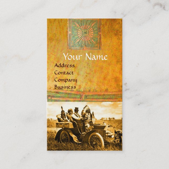 APACHES AND GERONIMO DRIVING A MOTOR CAR BUSINESS CARD (Front)