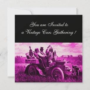 APACHES AND GERONIMO DRIVING A MOTOR CAR,champagne Invitation