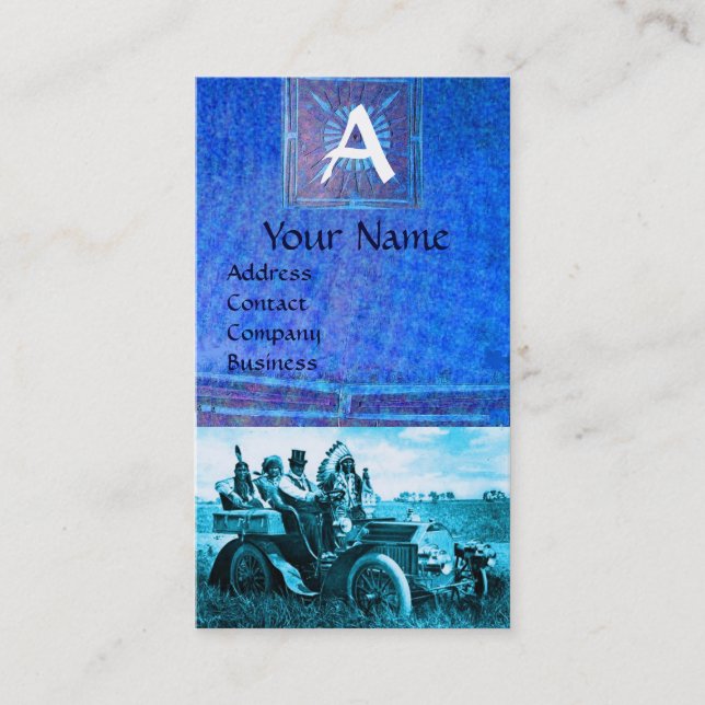 APACHES AND GERONIMO DRIVING A MOTOR CAR, Monogram Business Card (Front)