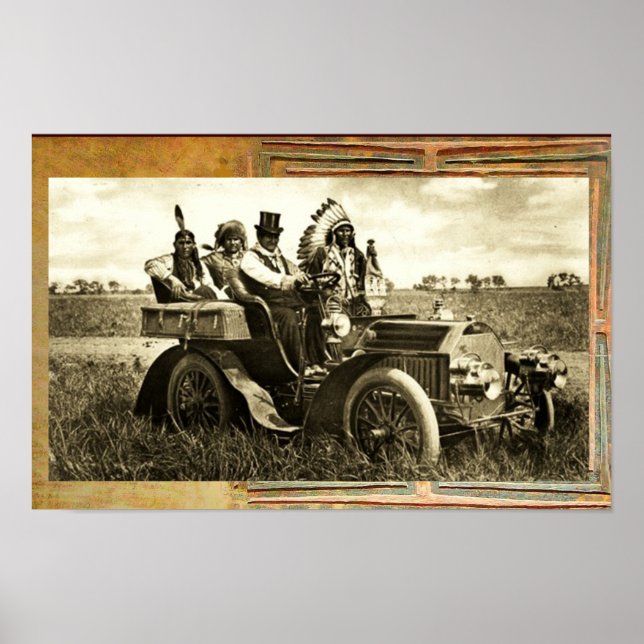 APACHES AND GERONIMO DRIVING A MOTOR CAR POSTER (Front)