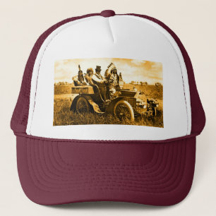 APACHES AND GERONIMO DRIVING A MOTOR CAR TRUCKER HAT
