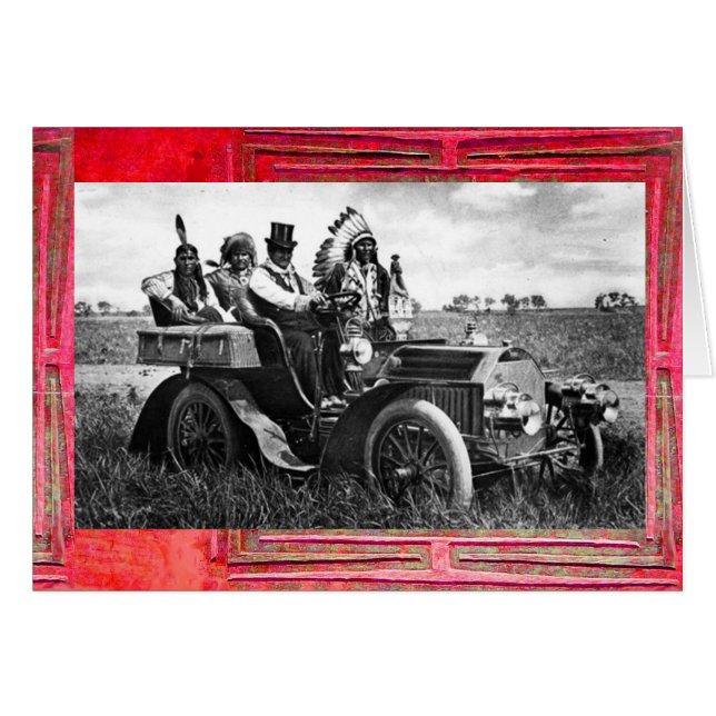 APACHES & GERONIMO DRIVING MOTOR CAR Father's Day (Front Horizontal)