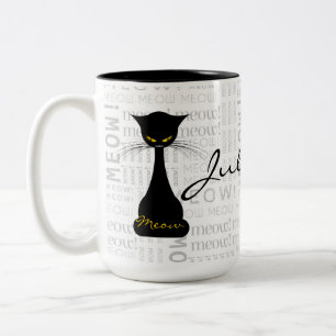 APAL: Black Cat Meow Custom Two-Tone Coffee Mug