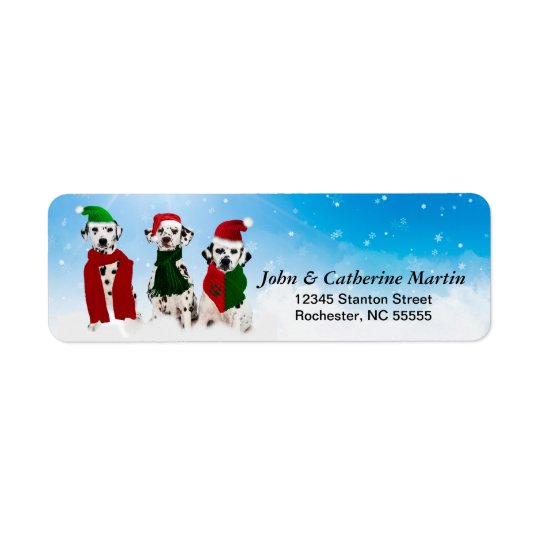 APAL - Christmas Dalmatian Dogs in the Snow Return Address Label