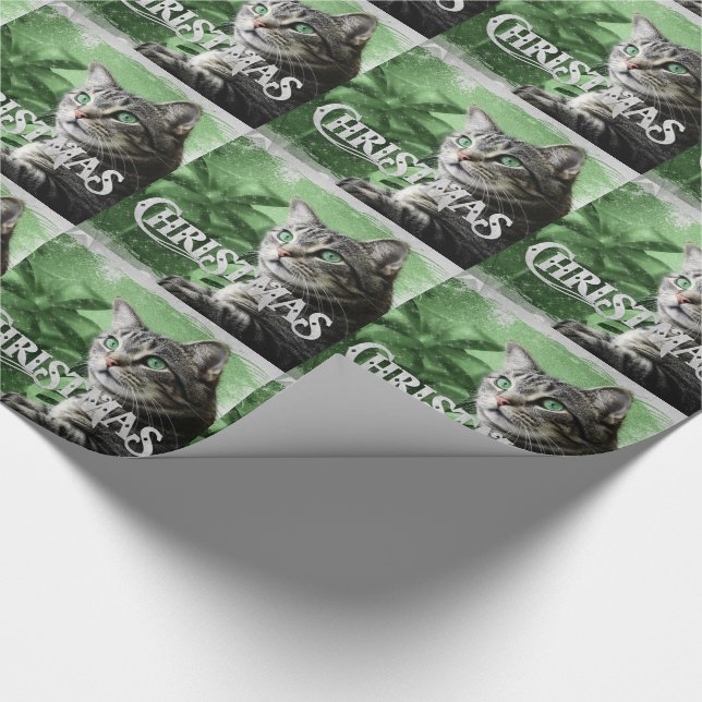 APAL - Christmas Silver Tabby Cat Wrapping Paper (Corner)