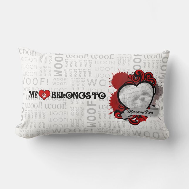 APAL: My Heart Belongs to Custom Dog Photo & Name Lumbar Cushion (Front)