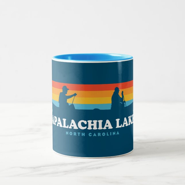 Apalachia Lake North Carolina Canoe Two-Tone Coffee Mug (Center)