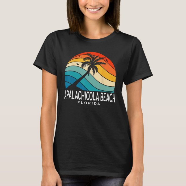 Apalachicola Beach Florida Beach Palm Tree Souveni T-Shirt (Front)