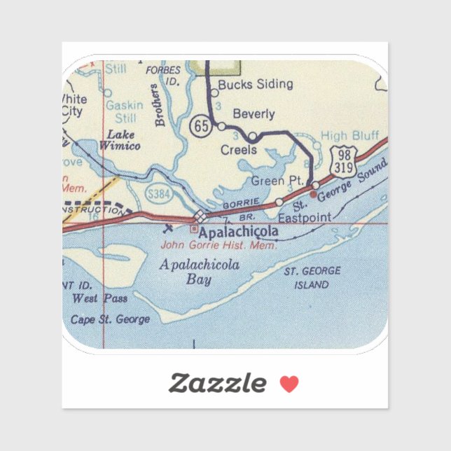 Apalachicola FL Vintage Map (Sheet)