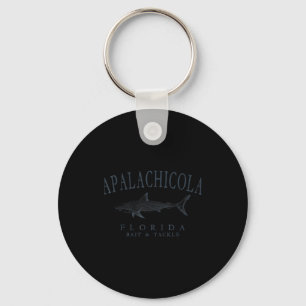 Apalachicola florida shark retro slate art fishing key ring