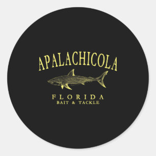 Apalachicola florida shark vintage yellow art classic round sticker